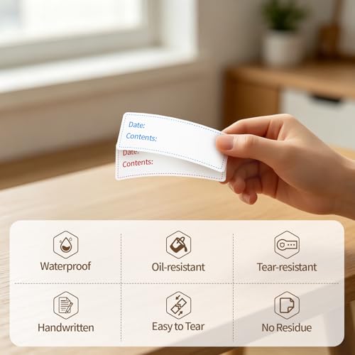 300 Labels Removable Food Labels, HUOJI 1 x 3 Food Label Stickers - size: 1x3-2 Rolls | 300 Sheets
