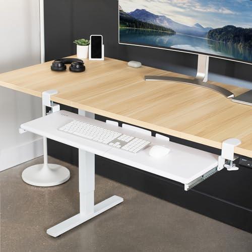 VIVO White Extra Large Clamp-on 34 x 11 in Keyboard Tray, MOUNT-KB15EW - color: White, size: 34 inch