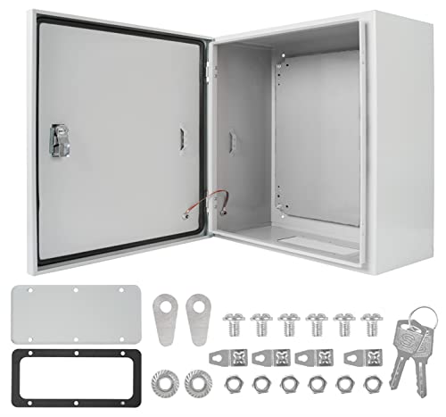 Cold Rolled Steel Electrical Box 16'' x 16'' x 8'' Indoor/Outdoor Thick Electrical Enclosure Box with Mounting Plate IP66 Weatherproof Anti-Rust and Anti-Corrosion (16'' x 16'' x 8'') - size: 16'' x 16'' x 8''