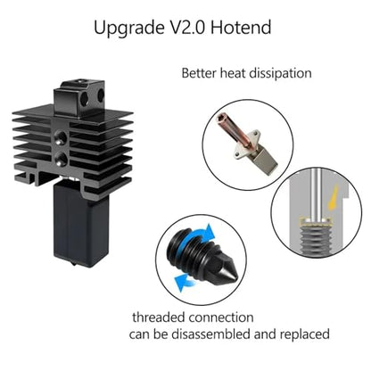 Bamboo Lab P1P, P1S Hotend Kit for P1 Series 3D Printer, Full Assembly Hardened Steel Hotend with Thermistor, Ceramic Heater, 0.4mm Nozzle, Includes Two Hardened Steel Replacement nozzles.