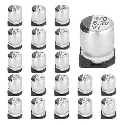 MECCANIXITY 470uF 6.3V Aluminum Electrolytic Capacitors, 6.3x7.7mm, 20pcs - size: 6.3x7.7mm, style: 470uF 6.3V