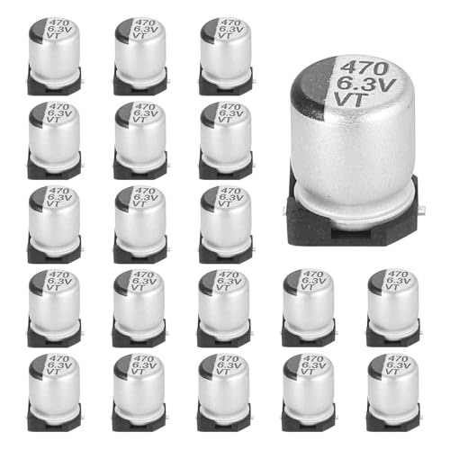 MECCANIXITY 470uF 6.3V Aluminum Electrolytic Capacitors, 6.3x7.7mm, 20pcs - size: 6.3x7.7mm, style: 470uF 6.3V