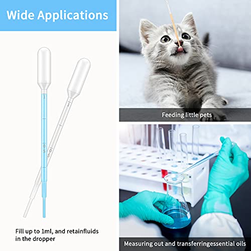 KINGLAKE Plastic Transfer Pipettes 1ml,Essential Oils Pipettes,Gradulated,Pack of 100