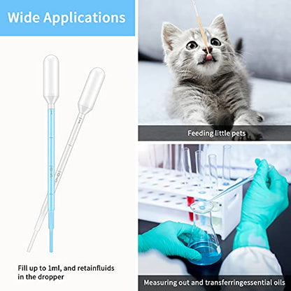 KINGLAKE Plastic Transfer Pipettes 1ml,Essential Oils Pipettes,Gradulated,Pack of 100