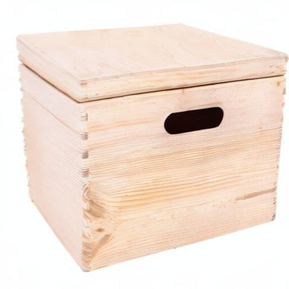 Creative Deco XXL Large Plain Wooden Box Storage with Hinged Lid - color: Beige, size: XXL | Handles