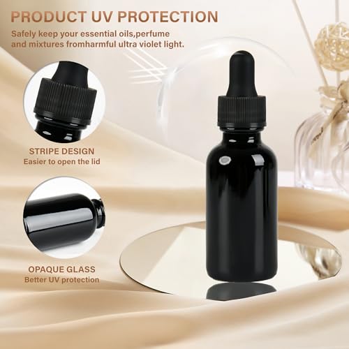 NOOEEISS 6 Pcs, 1oz Dropper Bottle, Black Glass Eye Dropper Bottle,Tincture Bottles with Dropper, Leak-Proof Design, Stronger Suction, for All Kinds of Mixed Liquids - color: Black, size: 1oz-6Pack