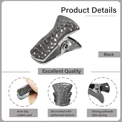 35 Pack Mini Metal Alligator Clips for Crafts Non-Slip Silicone-Coated Retro DIY Badge Small Spring Clips (Black) - color: Black