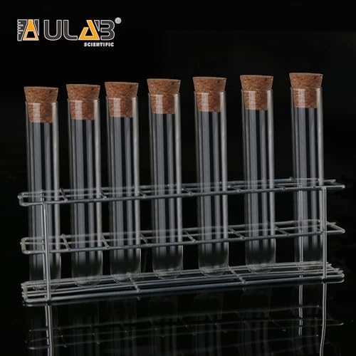 ULAB Scientific 20pcs 50ml Round Bottom Glass Test Tubes Set, 3.3 Borosilicate Glass, Dia.25x150mm, Packed with Stoppers, UTT1026 - style: 20pcs 50ml Glass Test Tubes with Stopper