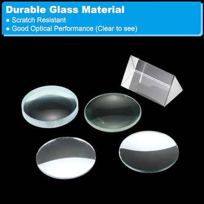 PATIKIL 5 Pcs Optical Lens Double Convex Lens Double Concave Lens Clear