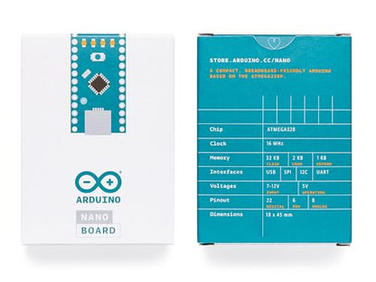 Arduino Nano [A000005] - Compact ATmega328P Microcontroller with 22 Digital I/O Pins, 8 Analog Inputs, USB Connectivity, and Arduino IDE Compatibility for Prototyping and DIY Projects