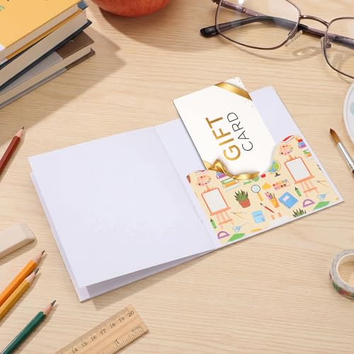 ReliThick Teacher Appreciation Gift Card Holder 5 Slots, 4.3 x 3.5 Inch Thank You Teacher Gift Card Booklet Sleeves Postcard Money Booklet Holder for Appreciation(Notebook Style) - style: Notebook Style