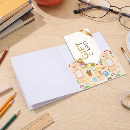 ReliThick Teacher Appreciation Gift Card Holder 5 Slots, 4.3 x 3.5 Inch Thank You Teacher Gift Card Booklet Sleeves Postcard Money Booklet Holder for Appreciation(Notebook Style) - style: Notebook Style