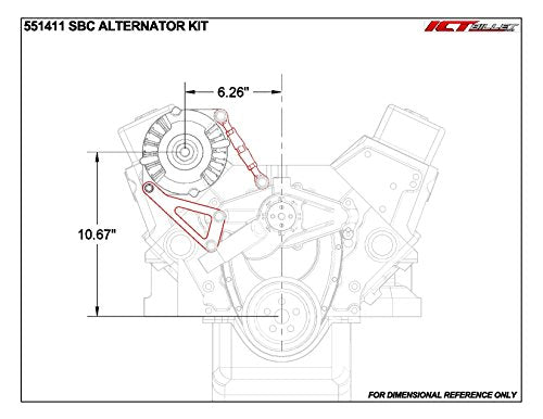 ICT Billet SBC Billet Adjustable Alternator Power Steering Bracket Kit LWP Chevy Small Block 551476