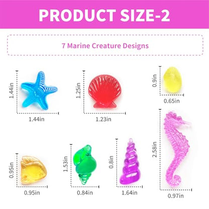60Pcs Sea Shell Diving Gem Toys 1.57in Large Acrylic Plastic Diamond - color: Fake Shells and Gems-10 Colors