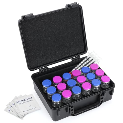 18-Slot 10ml Vial Storage Case, Organizer for GLP-1, Insulin, Peptides,Peptide Case for Fridge Insulin Travel Case Room for Syringes and Skin Prep Wipes, Portable Peptide Travel Case - color: 18 Slots 5-10ml + 1 Slots 30ml