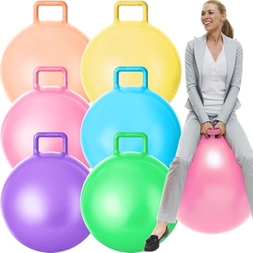 Lewtemi 6 Pcs Hopper Ball with Handle, 29 Inch, Light Colors - color: Light Colors, size: 29 Inch