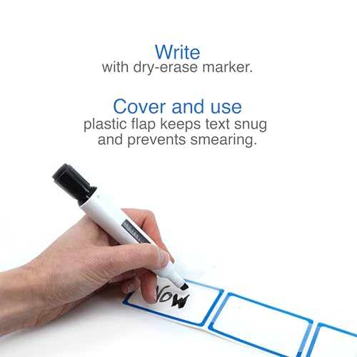 ChromaLabel 2" x 3" Dry Erase Labels w/Protective Flap,50/Roll Case of 5 - size: 2" x 3" Pack of 5, style: With Protective Flap