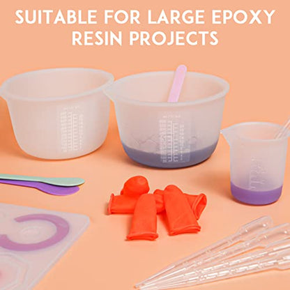 Silicone Resin Measuring Cups, 600ml with Stir Sticks - color: 2PCS 600ml