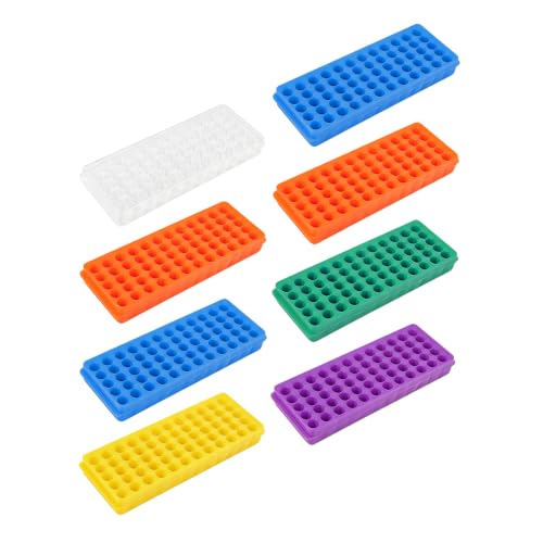 60-Well Centrifuge Test Tube Holder - 8PCS Tube Rack，for 0.5-2 ml Test Vials Chemistry Laboratory，Assorted Colors