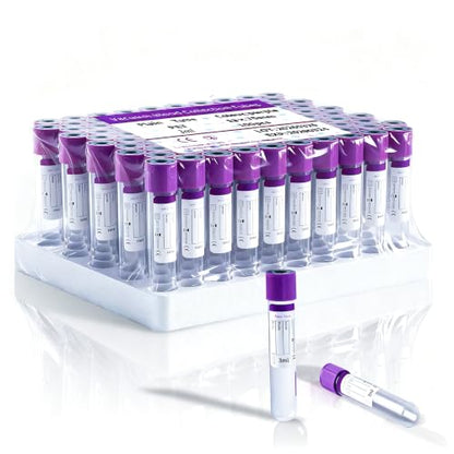 100 Pcs 3ml Plain Plastic Sample Tubes with Purple Cap for Lab Use - color: purple-3ml-100