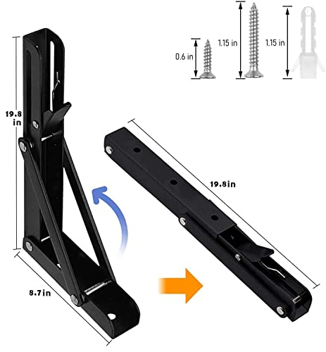 Folding Shelf Brackets - 20 Inch 2 Pcs Heavy Duty Shelf Brackets - size: 20 Inch- 2 Packs