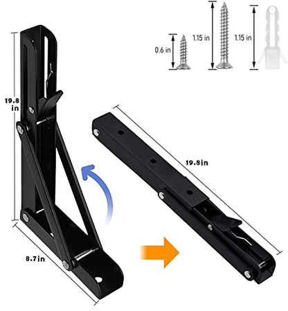 Folding Shelf Brackets - 20 Inch 4 Pcs Heavy Duty Metal Collapsible Shelf Bracket, DIY Wall Mounted Shelf Bracket, Space Saving for Bench Table - size: 20 Inch- 4 Packs