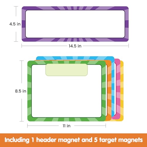 Auchq Magnetic Write ＆ Wipe Paper Organization Chart, Dry Erase Objectives Learning Magnets for Classroom Whiteboard, Great for Classroom Goals Targets, Including 6 Magnets. - color: 6 Pack