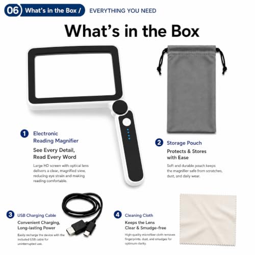 4X Magnifying Glass with Light, Rechargeable LED Page Magnifier for Seniors - color: Black