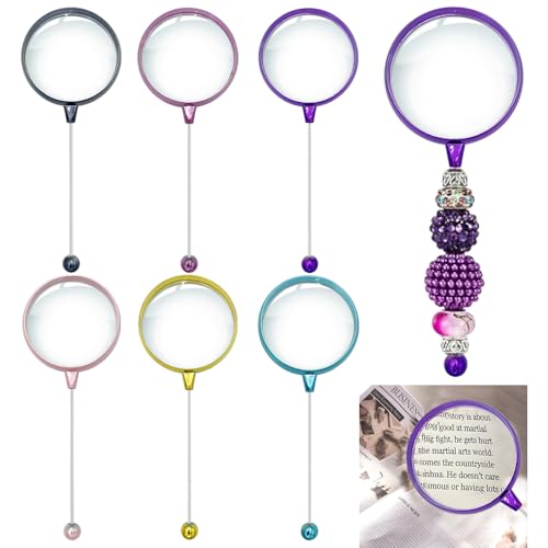 6-Piece Beadable Handle Magnifying Glass Set, Handheld Reading Magnifier