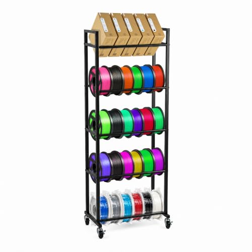 3D Printer Filament Rack with Wheels, 5-Tier Filament Holder Storage Shelf - size: 5-Tier