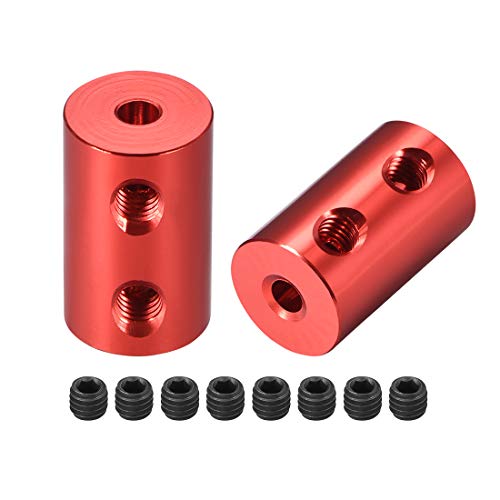 uxcell 1/8 inch to 1/8 inch Bore Rigid Coupling Set Screw L20XD12 Aluminum Alloy,Shaft Coupler Connector,Motor Accessories,Red,2pcs - size: 3.17mm to 3.17mm
