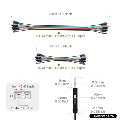 Chanzon Breadboard Kit: 2X Solderless Breadboard + 40pcs 24AWG Jumper Wires - size: 400+830 Points