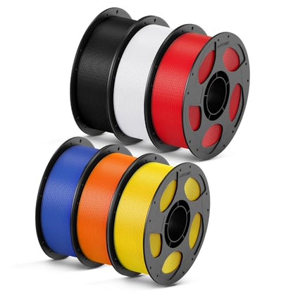 ANYCUBIC High Speed 3D Printer Filament 1.75mm Bundle, Rapid PLA Filament, Dimensional Accuracy +/- 0.02mm, 6KG Pearl Black+Bright White+Bright Red+Dazzling Blue+Vibrant Yellow+Vibrant Orange - color: 6*1kg (Pearl Black+bright White+bright Red+dazzling Bl