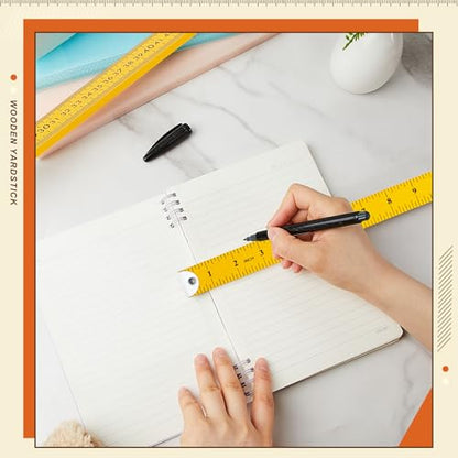 Hoteam 10 Pcs Wooden Yardstick 36 in Meter Ruler with Hang Hole, Yellow - color: Yellow