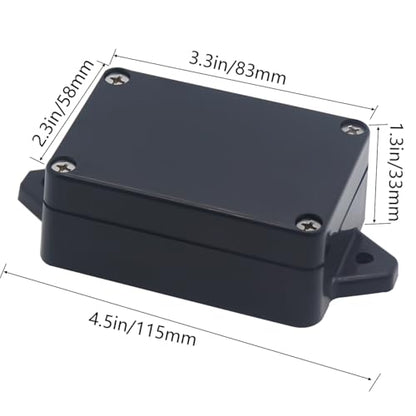Project Box ABS Black Electrical Boxes IP65 Outdoor Waterproof Box Electronic Junction Box Fixed Ear Power Enclosure with Cable Glands for DIY Project 3.3 x 2.3 x 1.3 Inch (83 x 58 x 33 mm) - size: 3.3”x2.3”x1.3”