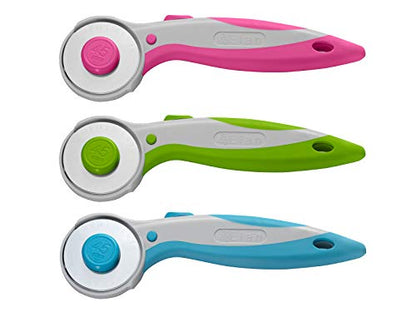 Elan 45mm Rotary Cutter for Fabric Green, Ergonomic Rotary Fabric Cutter Wheel with Built-in Blade Safety Lock, Cutting Wheels for Sewing and Quilting