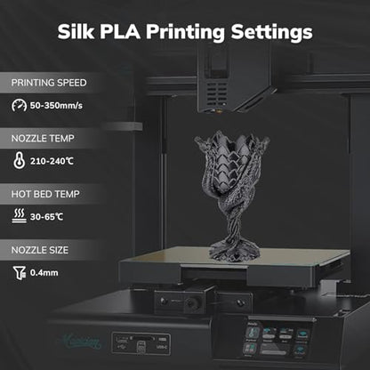 AMOLEN Silk PLA 3D Printer Filament, Shiny Silk Black PLA Filament 1.75mm, 3D Printing PLA Filament for Most 3D Printer, 1kg Spool(2.2lbs) - color: Silk Black