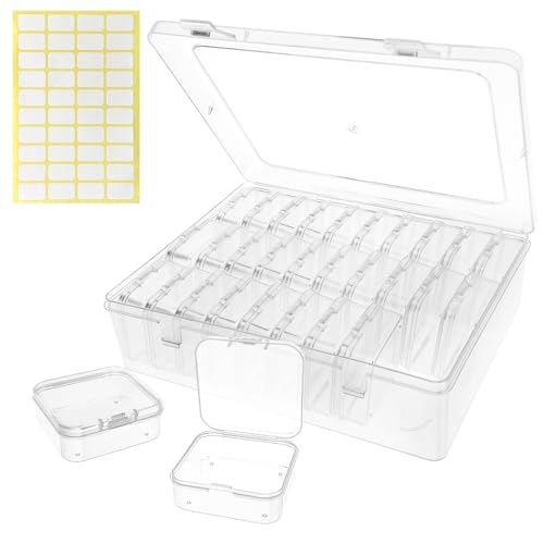 Bead Organizer Box with 30 Clear Storage Containers and Labels - size: 31 PCS