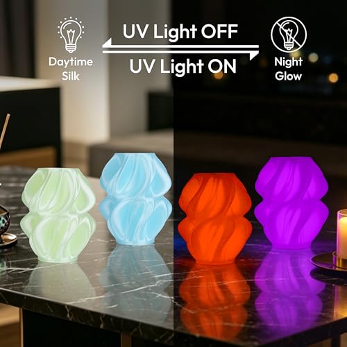 AMOLEN Silk Glow in the Dark Filament Multicolor, Glow Filament Silk Green, Blue, Purple, Orange Red 1.75mm PLA Filament, Dimensional Accuracy +/- 0.02 mm, 200g X 4 Pack - color: Blue/Green/Orange Red/Purple