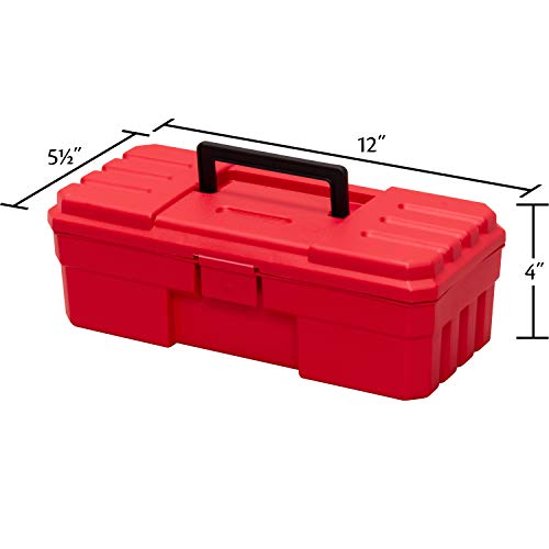 Akro-Mils 12" ProBox Plastic Toolbox for Tools, Hobby or Craft Storage Toolbox, Model 09912, (12-In x 5-1/2-Inch x 4-Inch), Red (Pack of 12) - size: 12 Pack