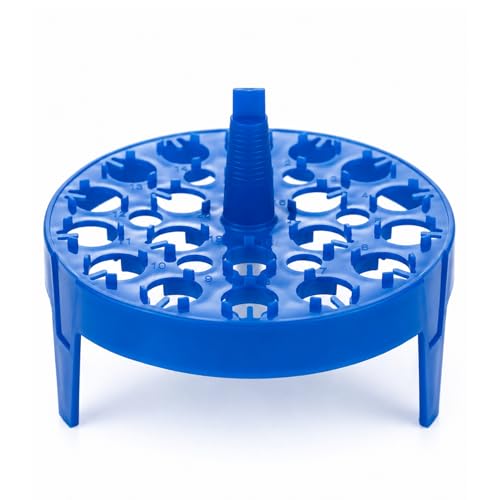 Plastic Round Floating Tube Rack, 8-Well Water Bath Plate, Tube Bracket with Leg for 1.5mL Microcentrifuge Tube, Blue, 1 Pcs - size: M
