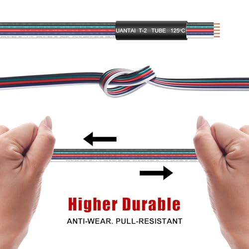 VIABRICO 100ft RGBW LED Extension Cable 18 Gauge 5Pin 12V DC Electrical Wire 5 Colors 18AWG Wires with 10PCS shrinkable Tubes for RGBW 3528 5050 Led Strip Copper Clad Aluminum Copper Wire (Pack of 2) - size: 100ft-18 AWG (Pack of 2)