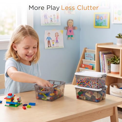 Citylife 10Packs 1.3Qt Small Storage Bins with Lids,Stackable Clear - color: Clear Grey, size: 1.3 QT(10 Pack)