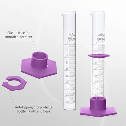 4pcs 100ml Graduated Cylinders, 3.3 Borosilicate Glass, LVE004 - color: 100ml