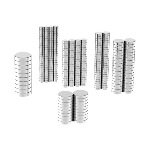 Assorted 3D Printing N52 Rare Earth Magnets, 6 Sizes Mixed 300 Pack Round Refrigerator Neodymium Magnet for Crafts, Whiteboard, Kitchen,Cabinet,Fridge,Small Permanent Disc Magnets - size: Mixed 6 sizes