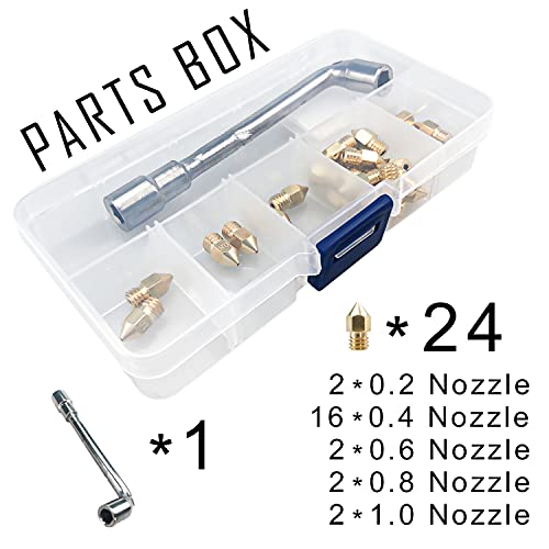 MK8 Nozzles 24 pcs Assorted Sizes 3D Printer Extruders Brass Nozzles - size: MK8 Brass, style: Kit: Various Nozzles