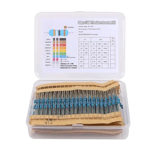 600Pcs 30 Values Resistor Kit 1/4W, 10R-1M RoHS CompliantResistor Assortment Kit Metal Carbon Film Fixed 1% Electrical Resistors Set...
