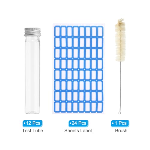 PATIKIL 65ml Test Tubes Set, 12pcs Plastic Clear Flat Bottom Test Tube - size: 65ml