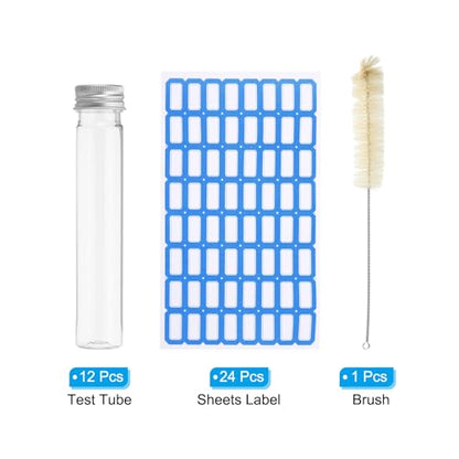 PATIKIL 65ml Test Tubes Set, 12pcs Plastic Clear Flat Bottom Test Tube - size: 65ml