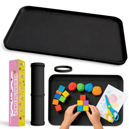 Silicone Mats for Crafts, 24" x 16" Waterproof Non-Slip Playdoh Mat - color: Black, size: 24" x 16"